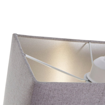 Modern and Sleek Grey Stitch Linen Fabric Rectangular Lamp Shade with Lining