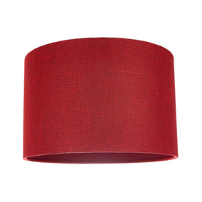Modern and Sleek Red Plain Natural Linen Fabric 10 Drum Lamp Shade 60w Max