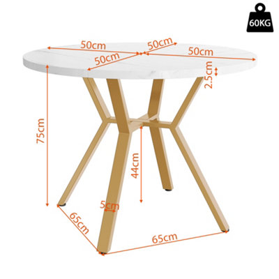 Modern and Sleek Round Marble Dining Table with Gold Legs