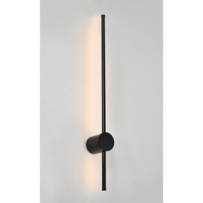 Modern and Sleek Stick Style Ambient LED Wall Light Fitting in Matt Black Sand