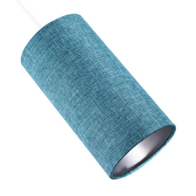 Modern and Stylish Textured Teal Linen Fabric Tall Cylindrical 25cm Lampshade
