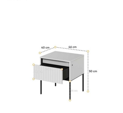 Modern andMultifunctional  Bedside Cabinet Side Table (H)500mm (W)460mm (D)400mm - Black Matt