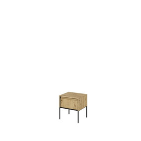 Modern andMultifunctional  Bedside Cabinet Side Table (H)500mm (W)460mm (D)400mm - Oak Artisan with Black Legs