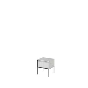Modern andMultifunctional  Bedside Cabinet Side Table (H)500mm (W)460mm (D)400mm -White Matt with Black Legs