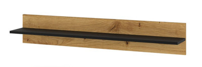 Modern Anette Floating Shelf in Black and Oak Artisan 1150mm Wide