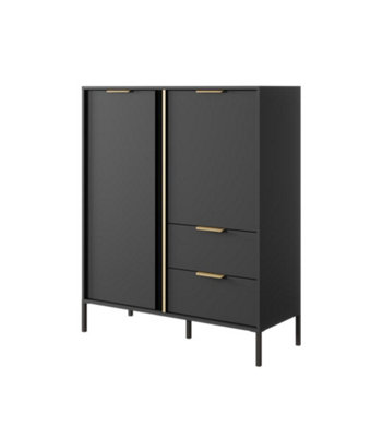 Modern Anthracite & Gold Highboard Cabinet - Chic Storage Solution (H)1240mm (W)1030mm (D)400mm