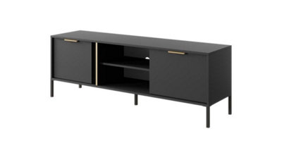 Modern Anthracite & Gold Lars TV Cabinet (H)540mm (W)1530mm (D)400mm - Chic Media Storage