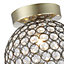 Modern Antique Brass and Clear Beaded Glass IP44 Rated Bathroom Ceiling Light