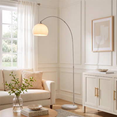 Modern Arched Height Adjustable Floor Lamp with Marble Base 130 to 180CM