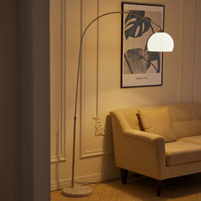 Modern Arched Height Adjustable Floor Lamp with Marble Base 130 to 180CM