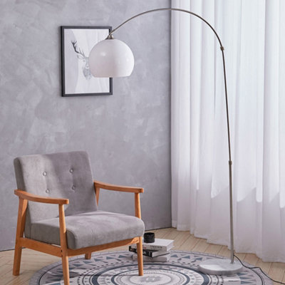 Modern Arched Height Adjustable Floor Lamp with Marble Base 130 to 180CM
