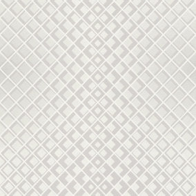 Modern Art Art Deco Diamond Illusion Wallpaper White / Grey Rasch 610949