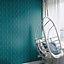 Modern Art Art Deco Geometric Fan Wallpaper Teal / Silver Rasch 620924