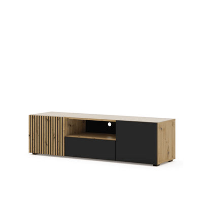 Modern Auris TV Cabinet in Oak Artisan W1500mm x H420mm x D420mm