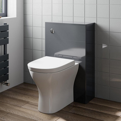Modern Aurora Toilet Soft Close Seat Back To Wall Cistern Furniture Unit Grey