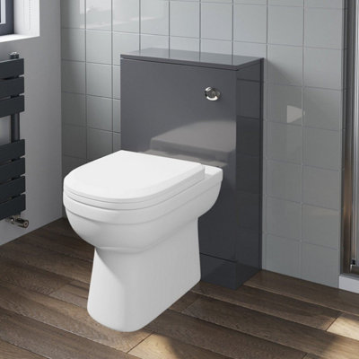 Modern Aurora Toilet Soft Close Seat Back To Wall Cistern Furniture Unit Grey