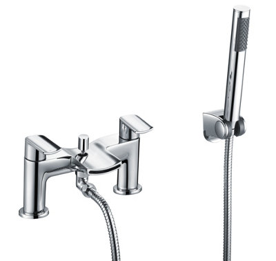 Modern Bath Shower Mixer Tap with Shower Kit - Chrome