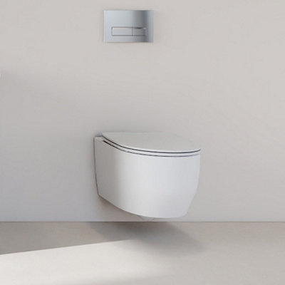 Modern Bathroom Ceramic White Rimless Round Wall Mounted Toilet Short ...