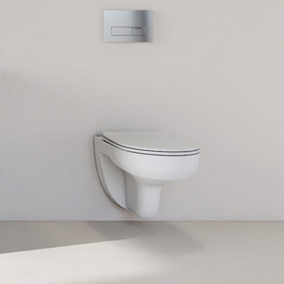 Modern Bathroom Ceramic White Round Rimless Wall Mounted Toilet Short ...