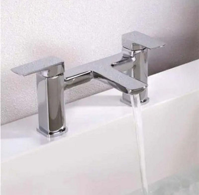 Modern Bathroom Design Chrome Bath Filler Mixer Tap Dual Lever Ceramic Disc - 4