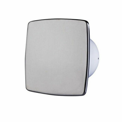 Modern Bathroom Extractor Fan 100mm with Stainless Steel Panel | DIY at B&Q