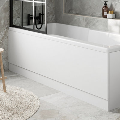 Modern Bathroom High Gloss White 1800mm Front Side Bath Panel Straight ...