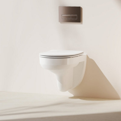 Modern Bathroom Rimless Wall Hung Toilet Ceramic White Round Short ...