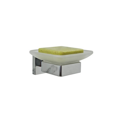 Modern Bathroom Soap Holder Glass Soap Chrome Dish & Holder Wall Mounted Accessory