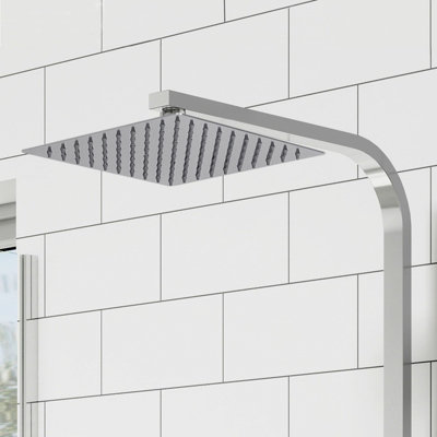Modern Bathroom Thermostatic Mixer Shower Set Square Twin Head Exposed ...