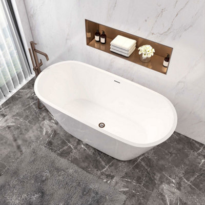 Modern Bathtub Acrylic Freestanding Bath Designer Bathroom Double Ended Tub 1500x700mm