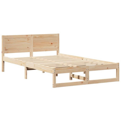Modern Bed Frame Natural Solid Pine wood 140 x 190 cm Bed Frame