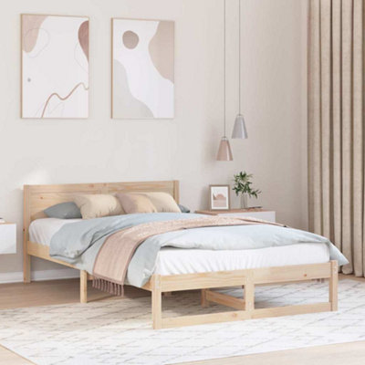 Modern Bed Frame Natural Solid Pine wood 140 x 190 cm Bed Frame