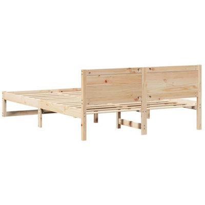 Modern Bed Frame Natural Solid Pine wood 140 x 200 cm Durable