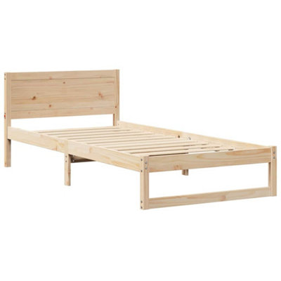 Modern Bed Frame Natural Solid Pine wood Single Durable