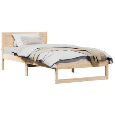 Modern Bed Frame Natural Solid Pine wood Single Durable