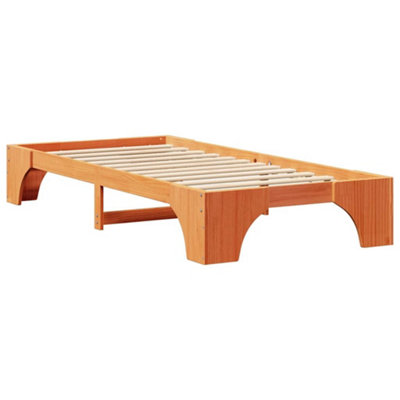 Modern Bed Frame Wax Brown 100x200 cm Solid Pine Wood