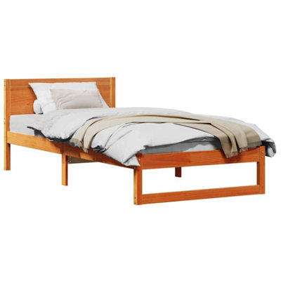 Modern Bed Frame Wax brown Solid wood Single Durable Bed Frame