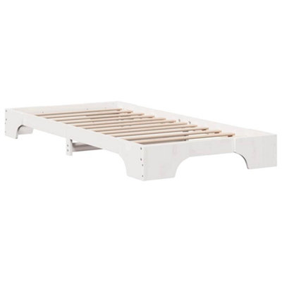Modern Bed Frame White 90x190 cm Solid Pine Wood