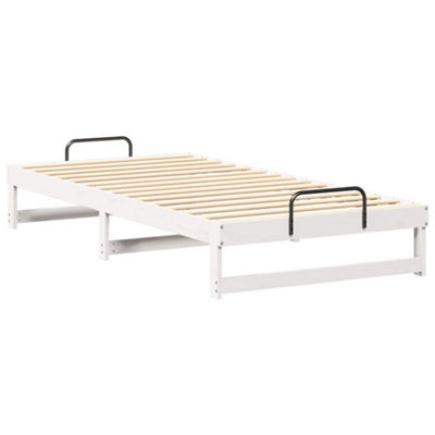 Modern Bed Frame with Carry Handles White Solid pine wood
