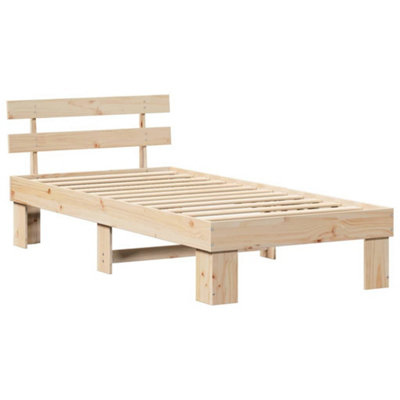 Modern Bed Frame with Headboard 90x190 cm Solid Wood Pine