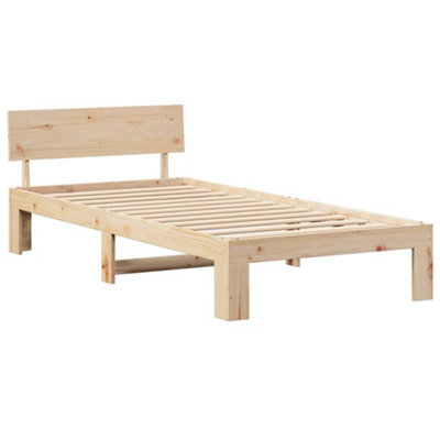 Modern Bed Frame with Headboard 90x200 cm Solid Pine Wood