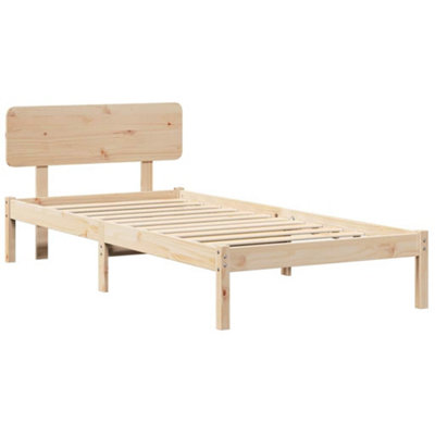 Modern Bed Frame with Headboard 90x200 cm Solid Pine Wood