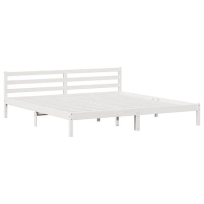Modern Bed Frame with Headboard White 180x210 cm Solid Wood Pine