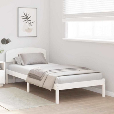Modern Bed Frame with Headboard White 75x190 cm Solid Wood Pine