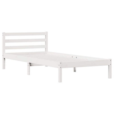 Modern Bed Frame with Headboard White 90x220 cm Solid Wood Pine
