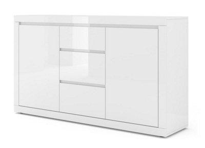 Modern Belle Sideboard Cabinet in White W1500mm x H890mm x D400mm