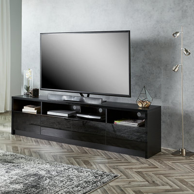 Modern Black 200cm Matt Gloss TV Stand Cabinet Suitable for 55 80 Inch 4K LED Flat