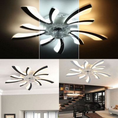 Modern Black 78cm Ceiling Fan LED Light,With Timer Function, Remote ...