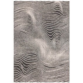 Modern Black Abstract Easy to Clean Rug for Living Room Dining Room & Bedroom-120cm X 170cm