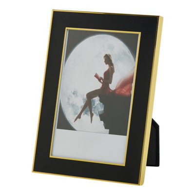 Modern Black and Gold Vertical Aluminum Photo Frame Picture Frames 4 x 6 Inch
